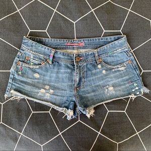 American Eagle Embroidered Cutoff Denim shorts